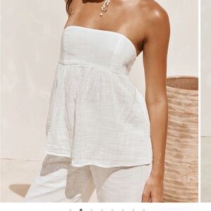 White Strapless Top and Pants Set